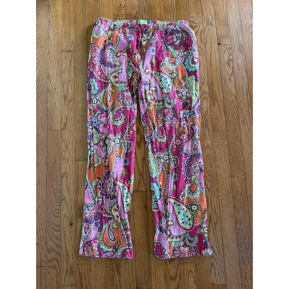 Vera Bradley Pajama Lounge Pants Paisley Floral Print Southern Preppy Sz L